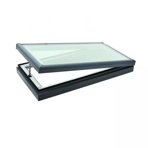 opening skylight for flat roof with manual winder mechanism